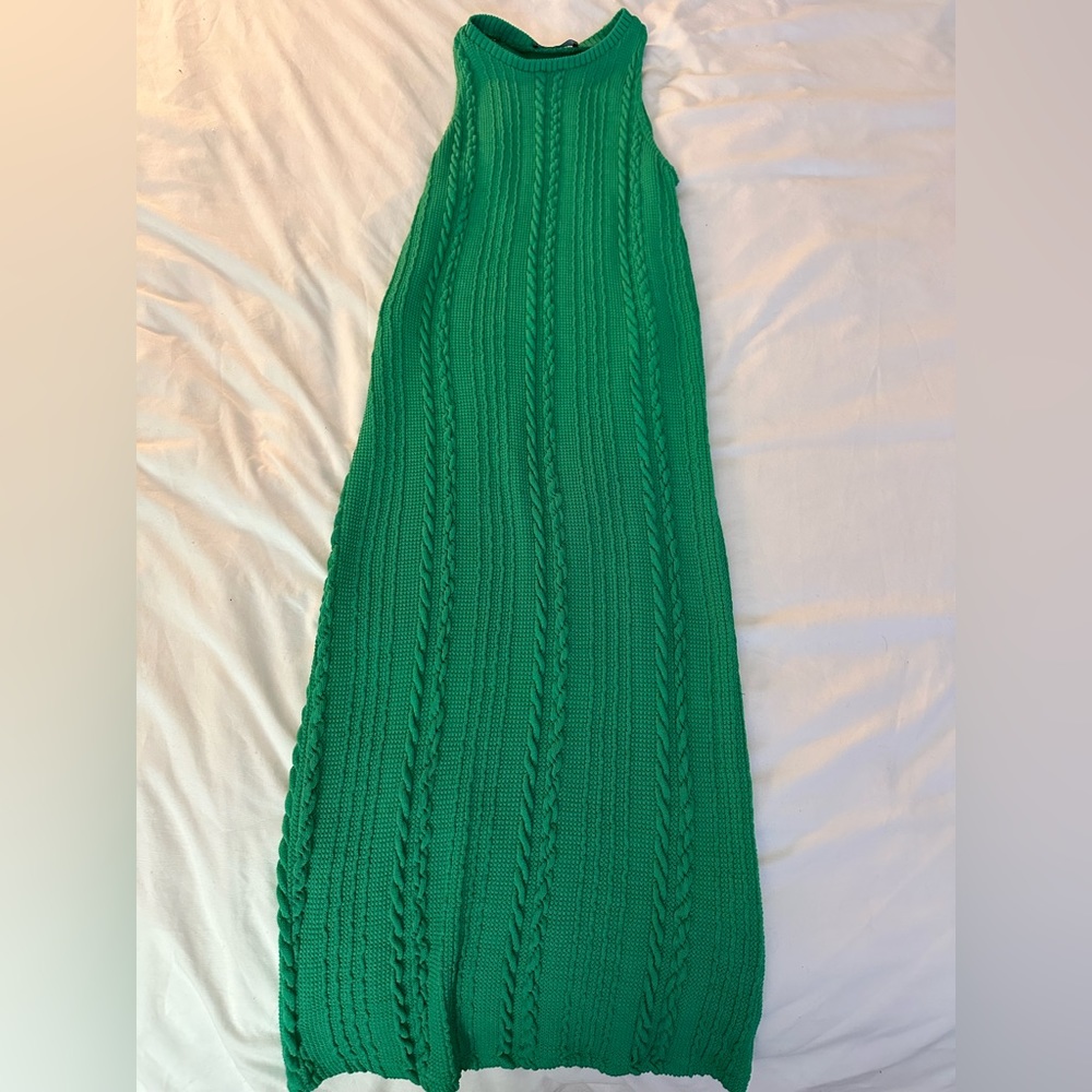 Zara Long Green Knit Dress